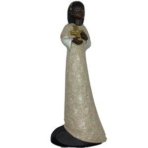 Enesco Mahogany Princess I Believe 2001 Parastone 8" Figure Cross Ivory Dress